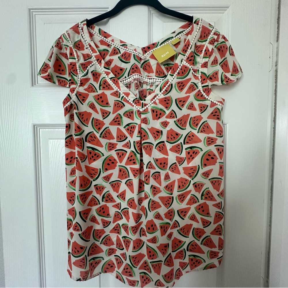 Anthropologie Watermelon Top